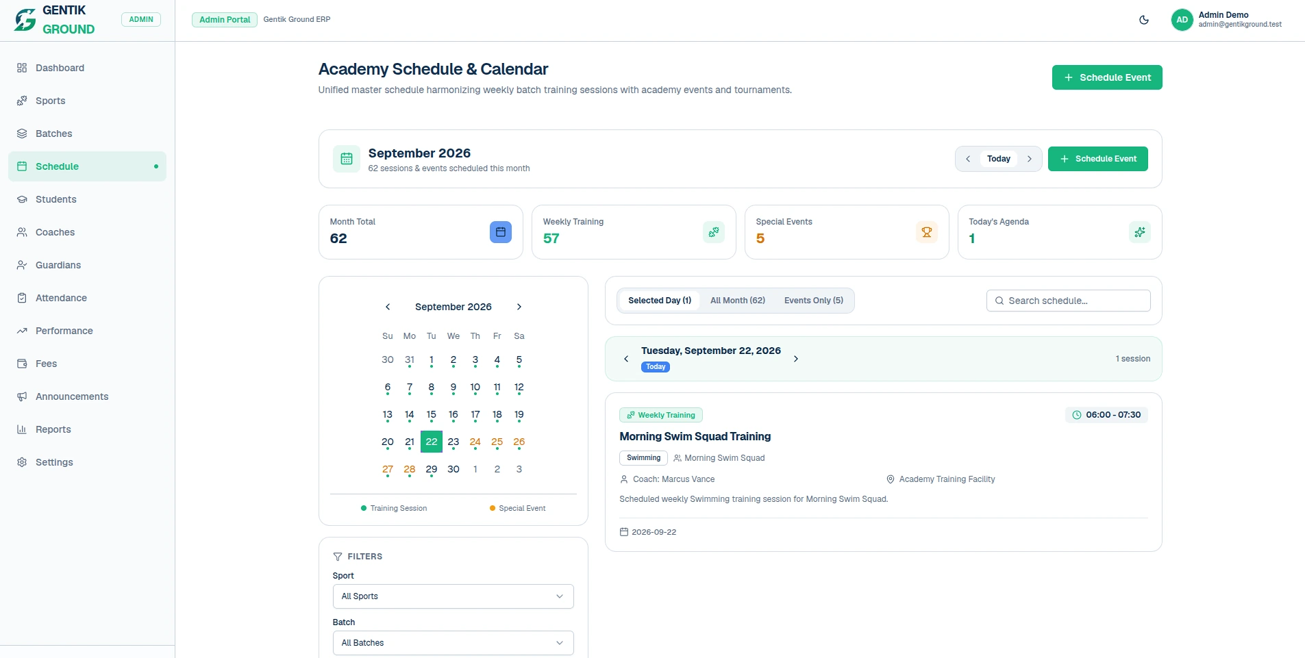 Academy calendar